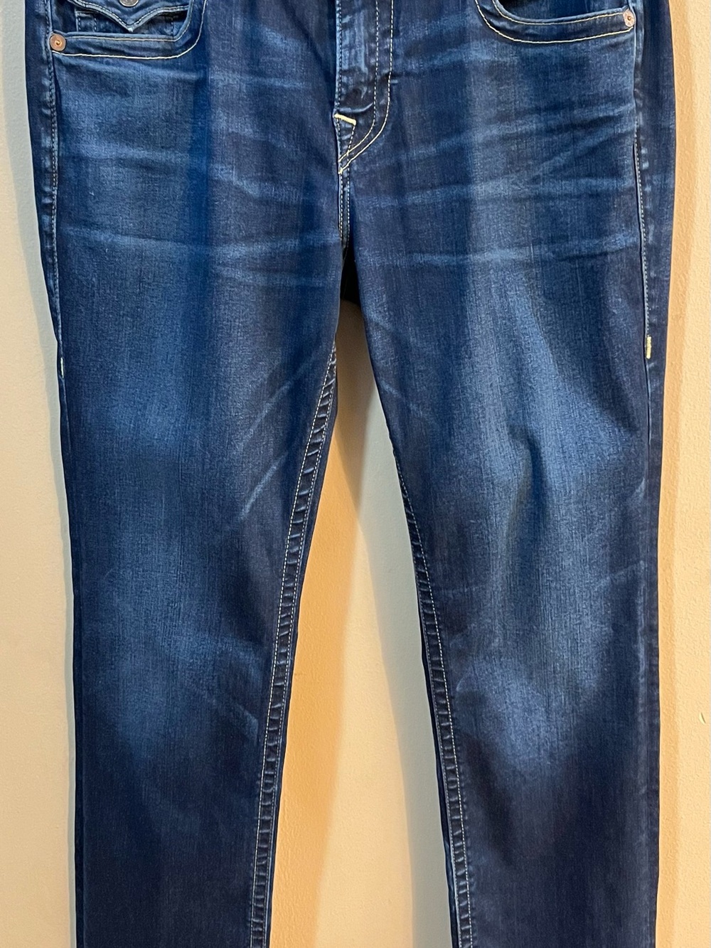 True Religion Ricky Flap Relaxed Straight Jeans Men's W32 L33 Dark Wash Blue